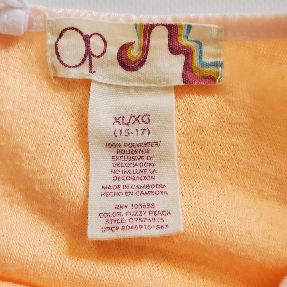 7366 * Op Ocean Pacific Terrycloth Romper Cover Up Orange Size XL (15/17) - Picture 3 of 13